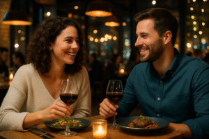 Man en vrouw in restaurant